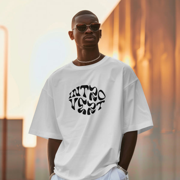 Introvert Oversized White T - Shirt