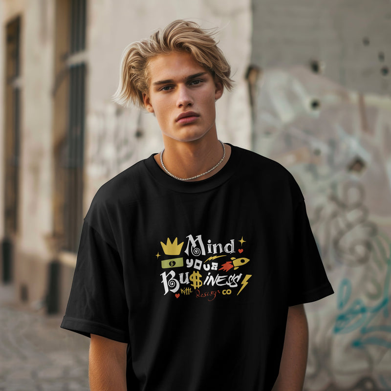 Mind Your Business Oversized Black T - Shirt